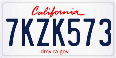 CA license plate 7KZK573