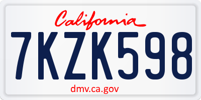 CA license plate 7KZK598