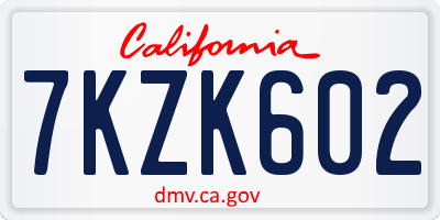 CA license plate 7KZK602