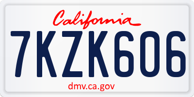 CA license plate 7KZK606