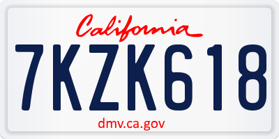 CA license plate 7KZK618