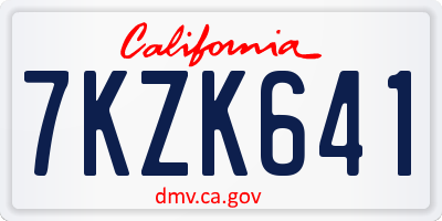 CA license plate 7KZK641
