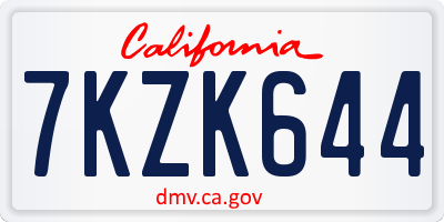CA license plate 7KZK644