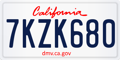 CA license plate 7KZK680
