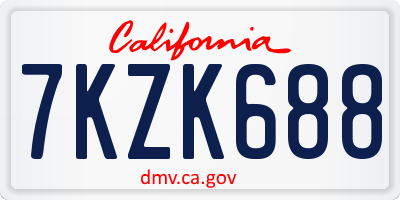 CA license plate 7KZK688