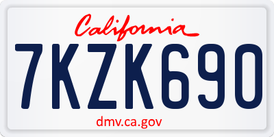 CA license plate 7KZK690