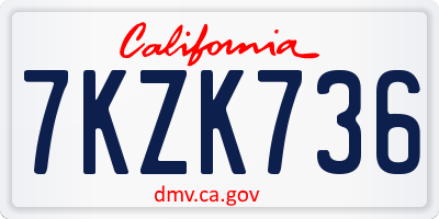 CA license plate 7KZK736