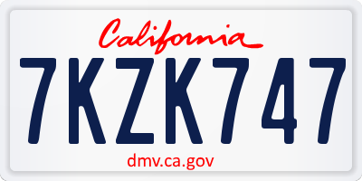 CA license plate 7KZK747