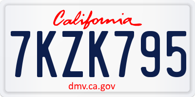 CA license plate 7KZK795