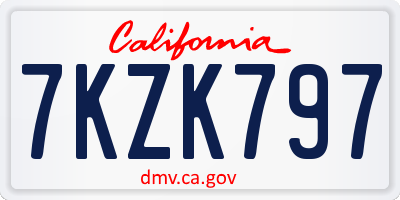 CA license plate 7KZK797