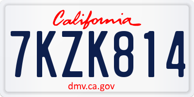 CA license plate 7KZK814