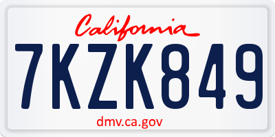 CA license plate 7KZK849