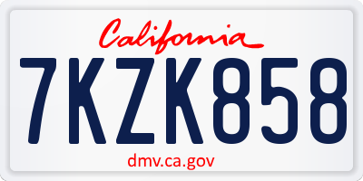CA license plate 7KZK858