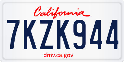 CA license plate 7KZK944