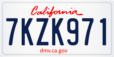 CA license plate 7KZK971