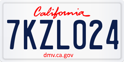 CA license plate 7KZL024