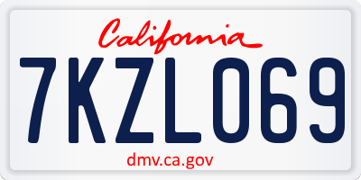 CA license plate 7KZL069