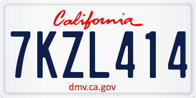 CA license plate 7KZL414
