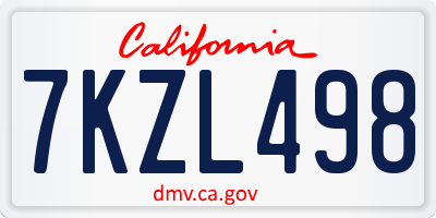 CA license plate 7KZL498