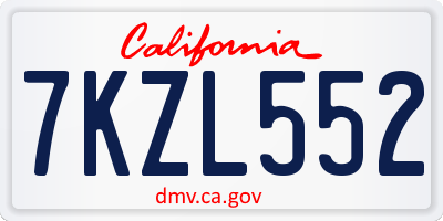 CA license plate 7KZL552