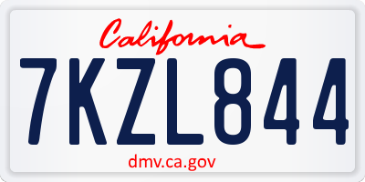 CA license plate 7KZL844
