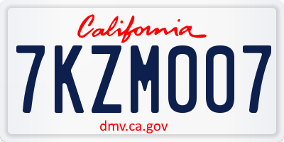 CA license plate 7KZM007
