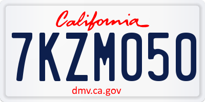 CA license plate 7KZM050