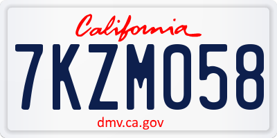 CA license plate 7KZM058