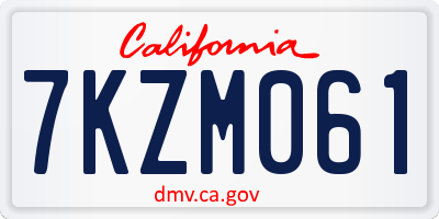 CA license plate 7KZM061