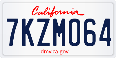 CA license plate 7KZM064