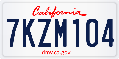 CA license plate 7KZM104