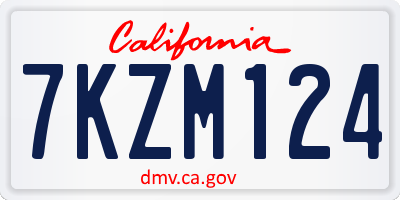 CA license plate 7KZM124