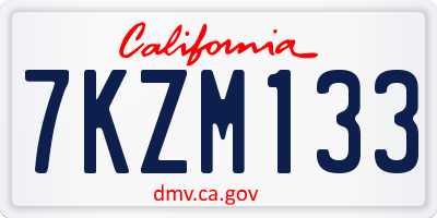 CA license plate 7KZM133