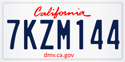 CA license plate 7KZM144