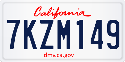 CA license plate 7KZM149