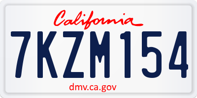 CA license plate 7KZM154
