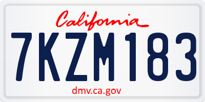 CA license plate 7KZM183