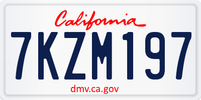 CA license plate 7KZM197