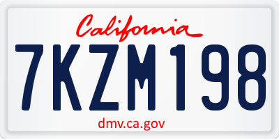 CA license plate 7KZM198