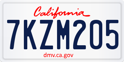 CA license plate 7KZM205
