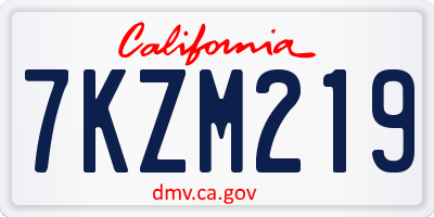 CA license plate 7KZM219