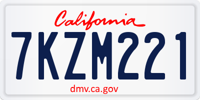 CA license plate 7KZM221