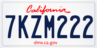 CA license plate 7KZM222