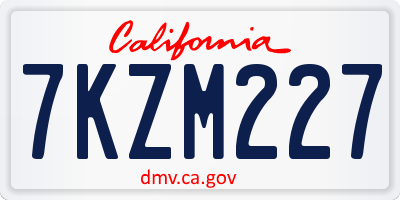 CA license plate 7KZM227