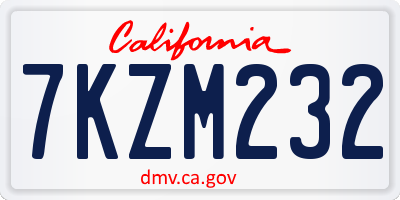 CA license plate 7KZM232