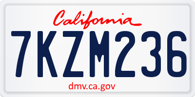 CA license plate 7KZM236