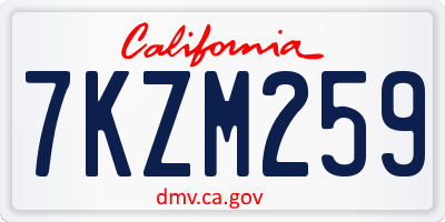 CA license plate 7KZM259