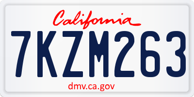 CA license plate 7KZM263