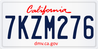 CA license plate 7KZM276