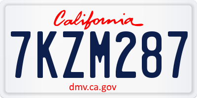 CA license plate 7KZM287